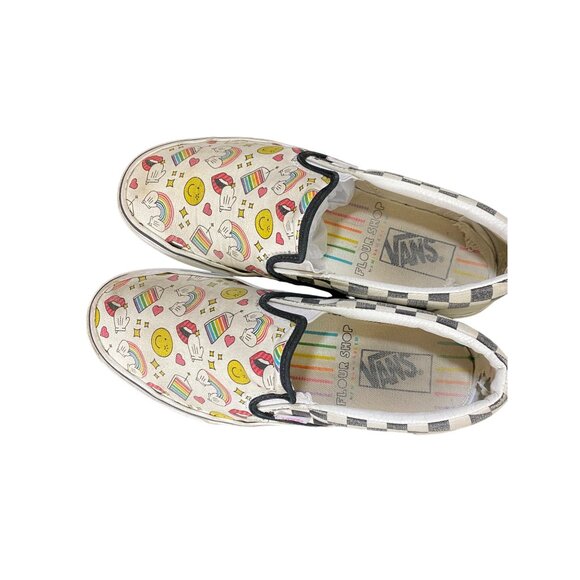 Vans X Flour Shop Slip-On Shoes With Fun Print & Checkerboard Accents Womens Siz - Picture 2 of 6
